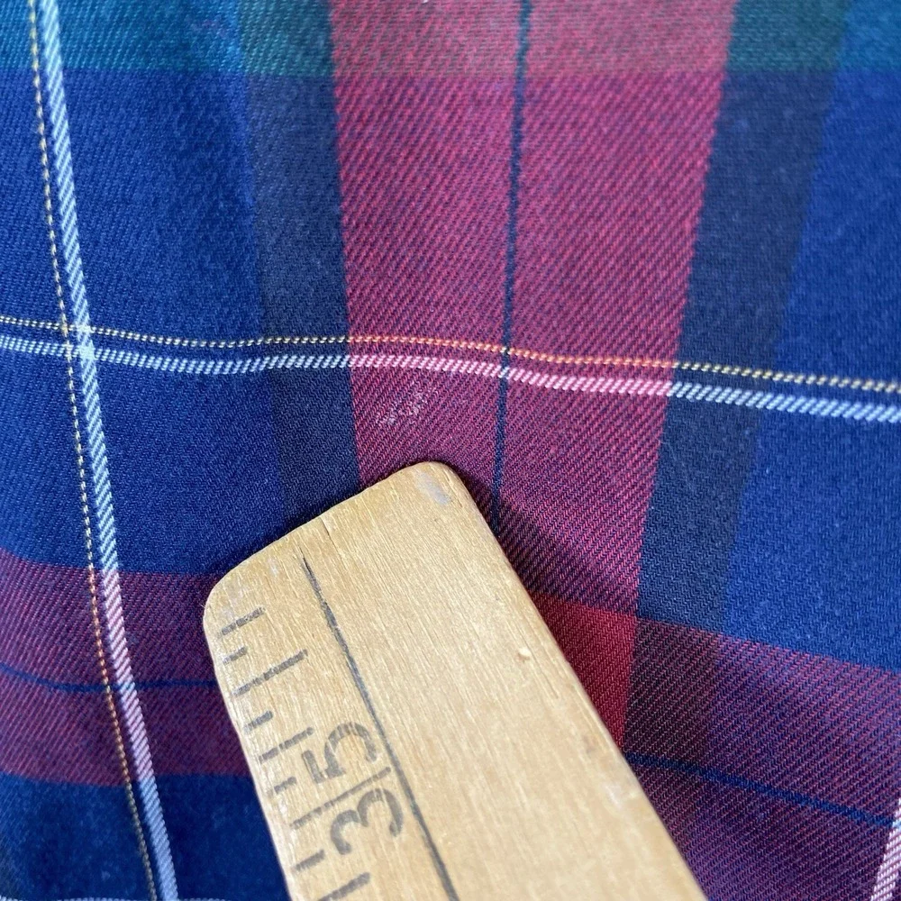 L.L. Bean Shirt Mens Large Tall Button Down Merino Wool Cotton Plaid Long Sleeve
